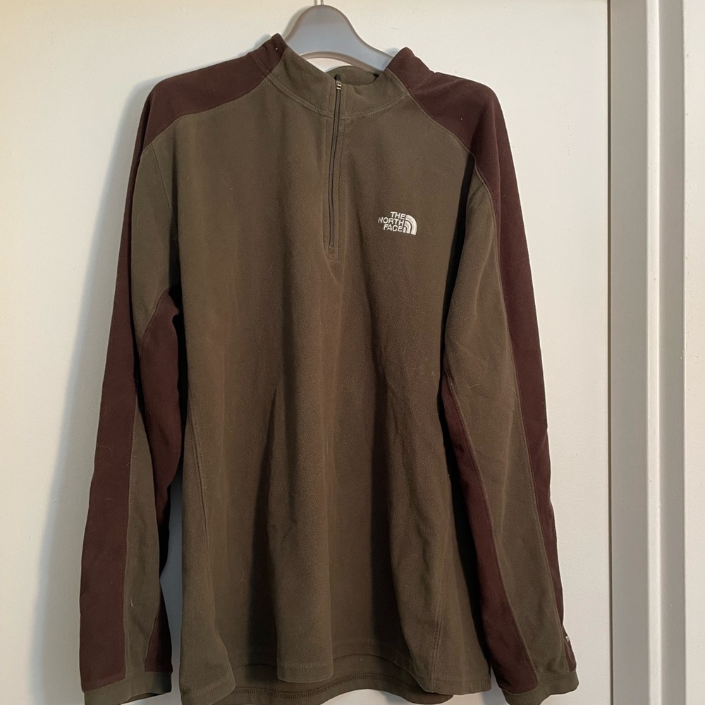 Men’s Under Armour 1/4 Zip Up Sweater Olive Green and Brown Size LARGE Pullover